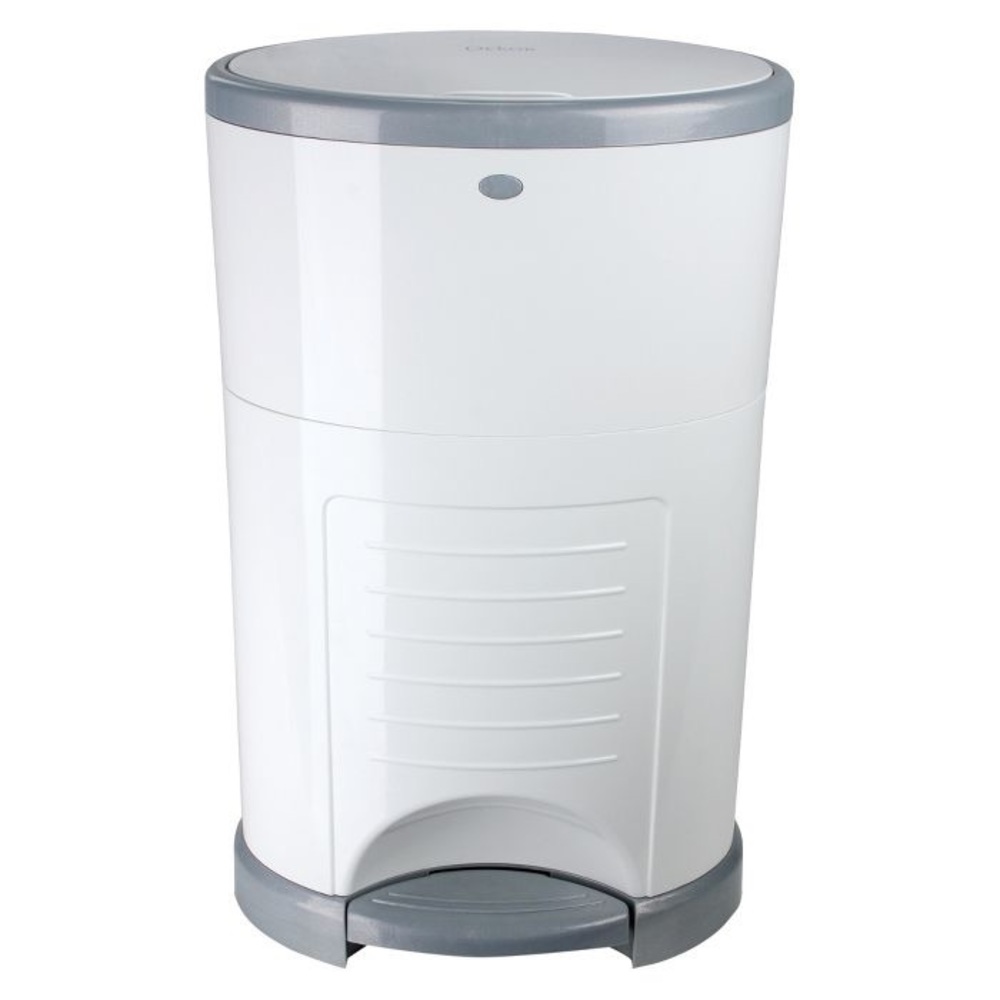 Dekor Hands Free Diaper Pail - white + gray combo